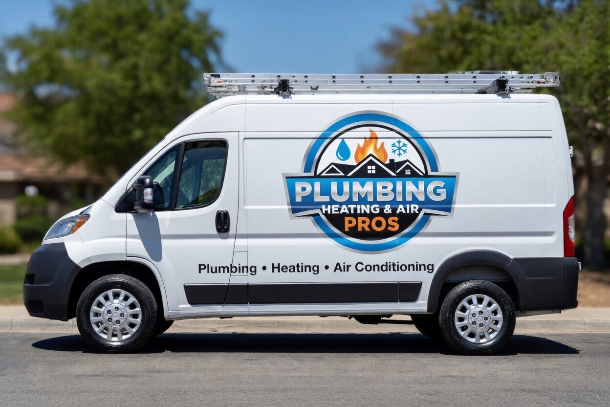 Local plumbing heating and air service van serving San Mateo