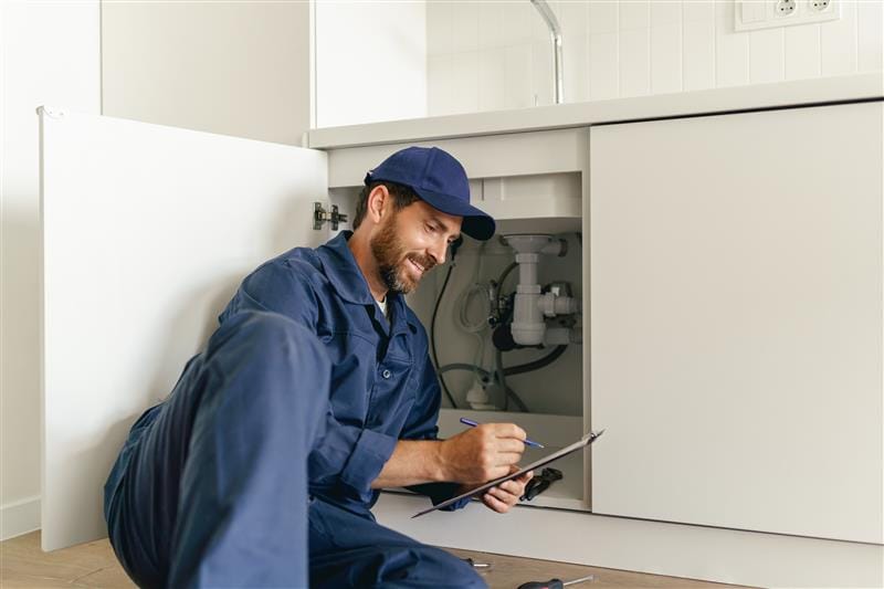 Residential plumber providing service in a San Mateo home